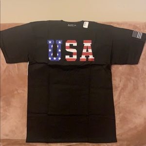 BLACK With RWB USA  LETTERING T-SHIRT
